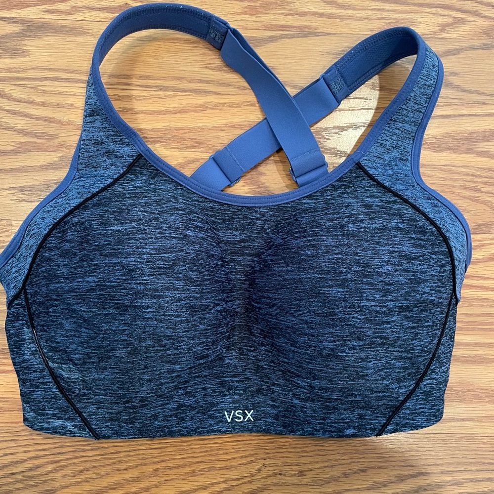 Victoria Secret Sports Bra EUC 34DD blue/black
